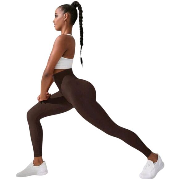 High-Waisted Brown Leggings - Picture 3 of 5